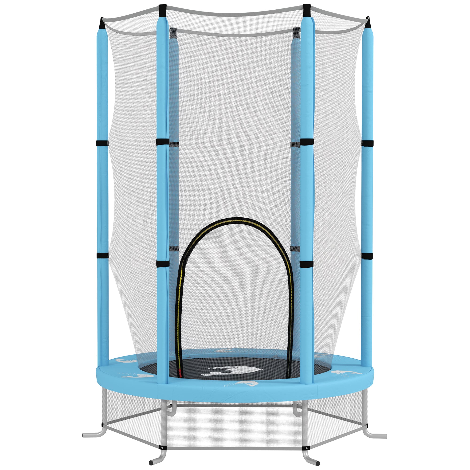 Kids Trampoline Ø140cm Outdoor Trampoline for Kids with Safety Net Zipper Bungee Cord Edge Cover, Garden Trampoline with Cloud Pattern, for Indoor and Outdoor