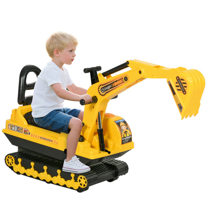 Ride-On Excavator with Shovel Horn, Kids Excavator with Storage Space Under Seat, Ride-On Excavator Vehicle for Sitting up to 30kg, Sand Excavator for Kids 1.5-4 Years Yellow