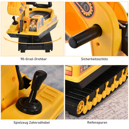 Ride-On Excavator with Shovel Horn, Kids Excavator with Storage Space Under Seat, Ride-On Excavator Vehicle for Sitting up to 30kg, Sand Excavator for Kids 1.5-4 Years Yellow