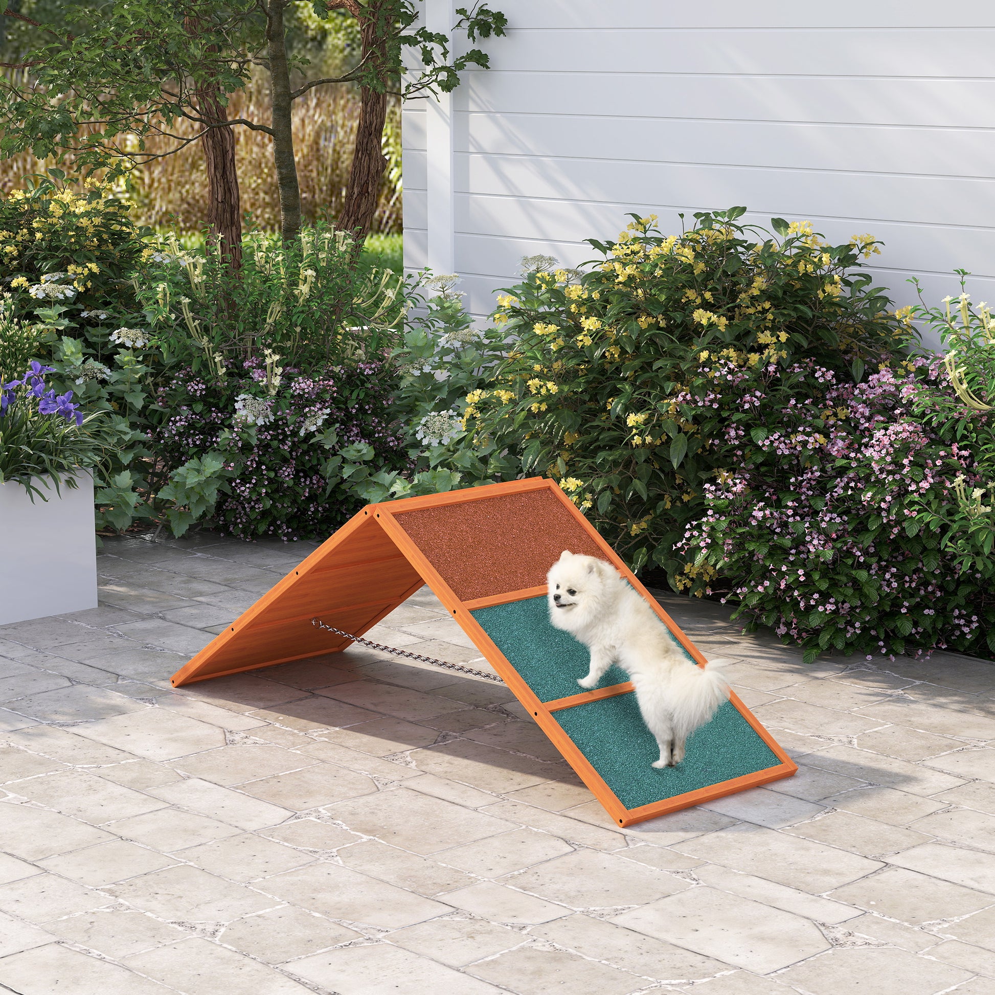 Dog Agility Bridge Agility Equipment for Dogs with Folding Bridge, Non-Slip Surface Adjustable Height Agility Device for Garden, 173 x 59 x 66 cm, Orange