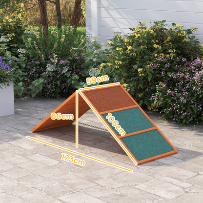 Dog Agility Bridge Agility Equipment for Dogs with Folding Bridge, Non-Slip Surface Adjustable Height Agility Device for Garden, 173 x 59 x 66 cm, Orange