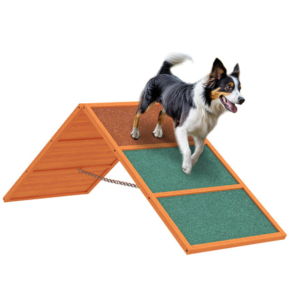 Dog Agility Bridge Agility Equipment for Dogs with Folding Bridge, Non-Slip Surface Adjustable Height Agility Device for Garden, 173 x 59 x 66 cm, Orange