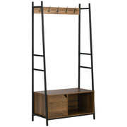 Coat Rack with Shoe Rack Bench Entryway Furniture with 5 Hooks Door and Open Shelf for Hallway Entry 84x40x169 cm Rustic Brown