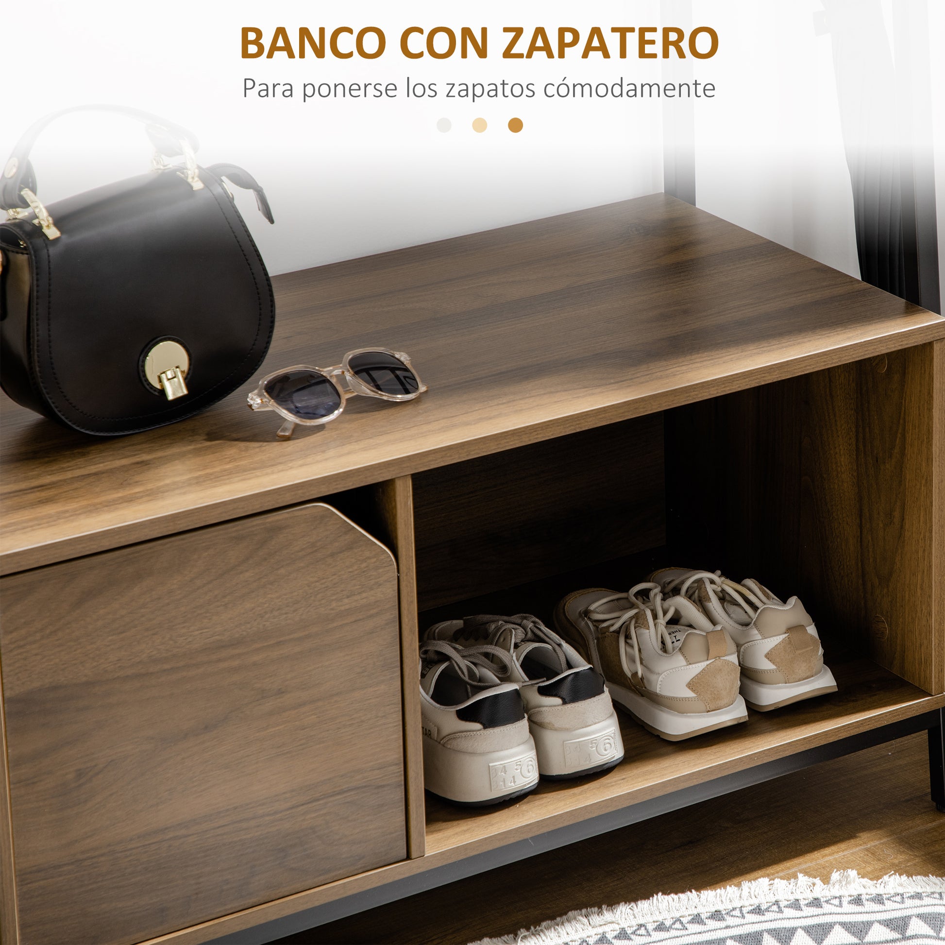 Coat Rack with Shoe Rack Bench Entryway Furniture with 5 Hooks Door and Open Shelf for Hallway Entry 84x40x169 cm Rustic Brown