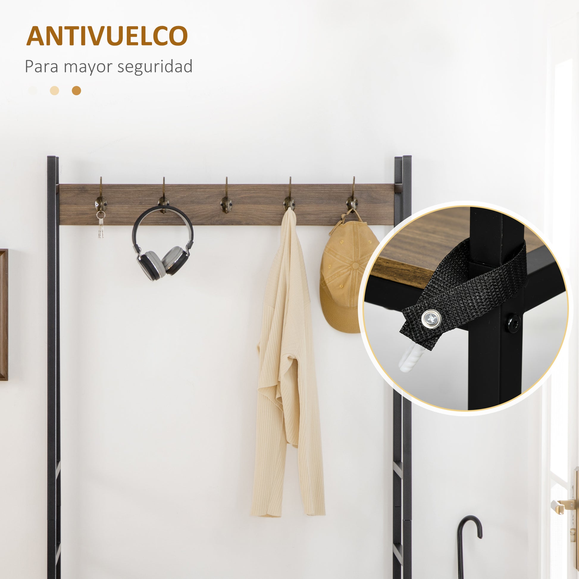 Coat Rack with Shoe Rack Bench Entryway Furniture with 5 Hooks Door and Open Shelf for Hallway Entry 84x40x169 cm Rustic Brown