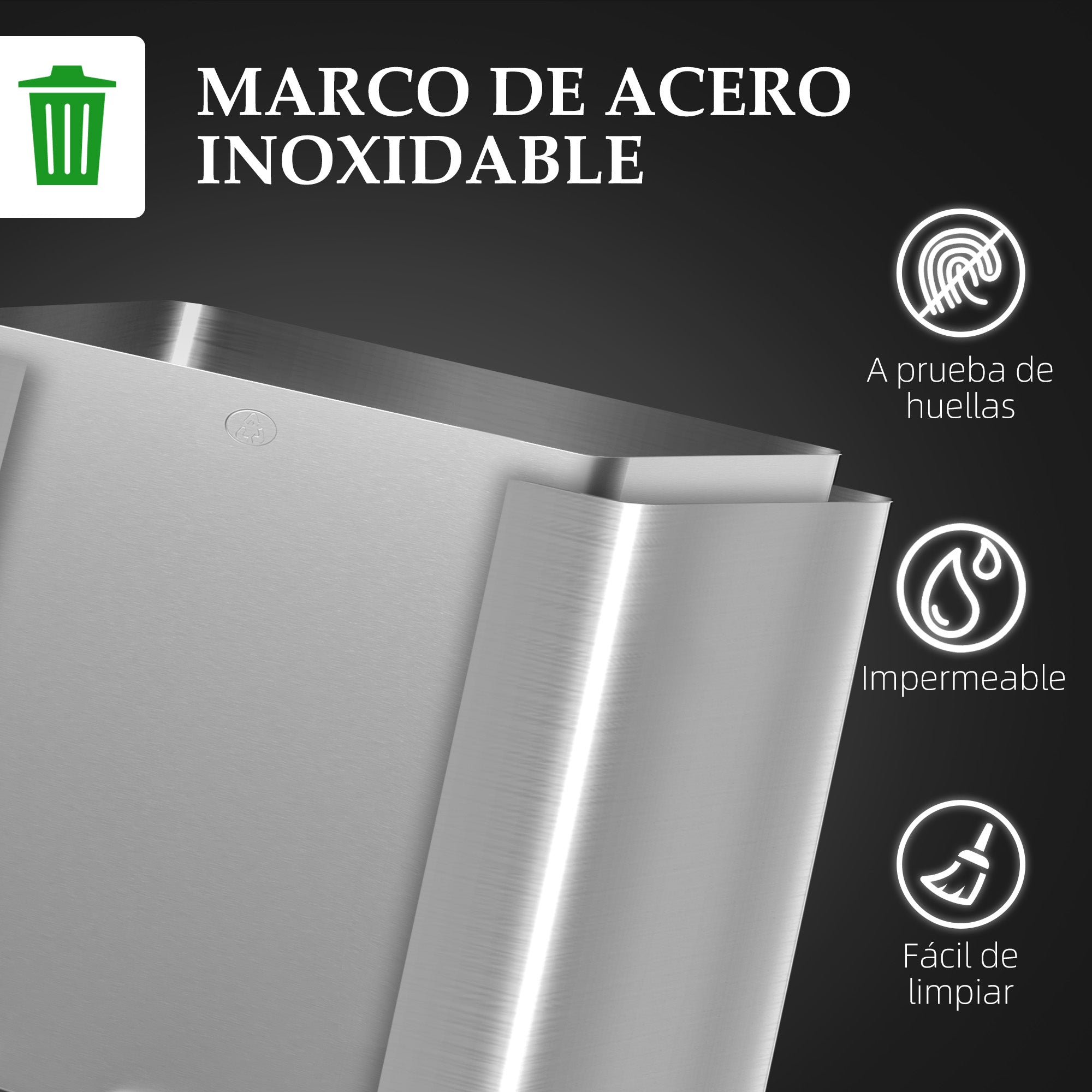 Kitchen Trash Can with 2 Compartments 2x20L Stainless Steel Kitchen Garbage Can with Pedal Soft Close Lids and Removable Bin for Recycling Waste Food Scraps Silver
