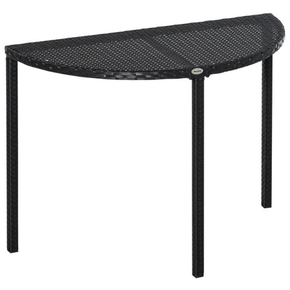 Balcony Table Garden Side Table Table Outdoor Furniture semicircular Poly Rattan Metal Black 100 x 50 x 74 cm