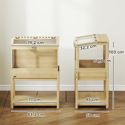 Hamster Cage 2 Tiers Small Animal Cage with Foldable Lid, Large Pet House Cage for Hamster Dwarf Hamster 83.2 x 50 x 103 cm Natural Wood