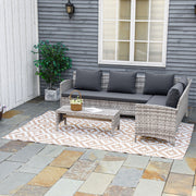 Outdoor Rug 182x274 cm Reversible Rug with Geometric Rhombus Pattern Waterproof for Terrace Balcony Patio Camping Beach Brown and White