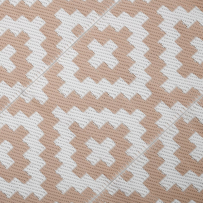 Outdoor Rug 182x274 cm Reversible Rug with Geometric Rhombus Pattern Waterproof for Terrace Balcony Patio Camping Beach Brown and White