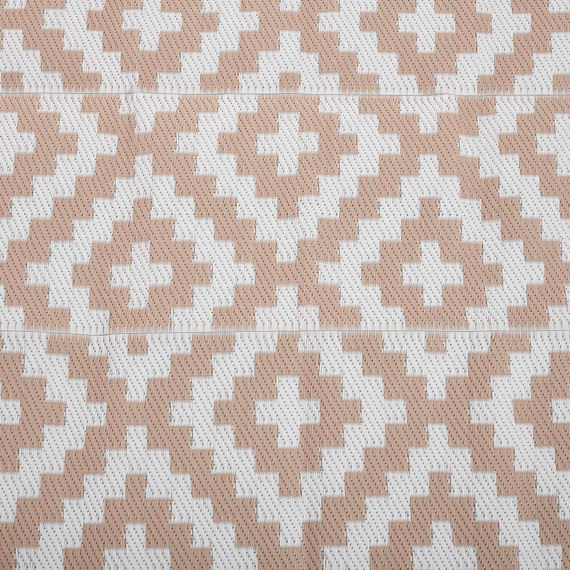 Outdoor Rug 182x274 cm Reversible Rug with Geometric Rhombus Pattern Waterproof for Terrace Balcony Patio Camping Beach Brown and White
