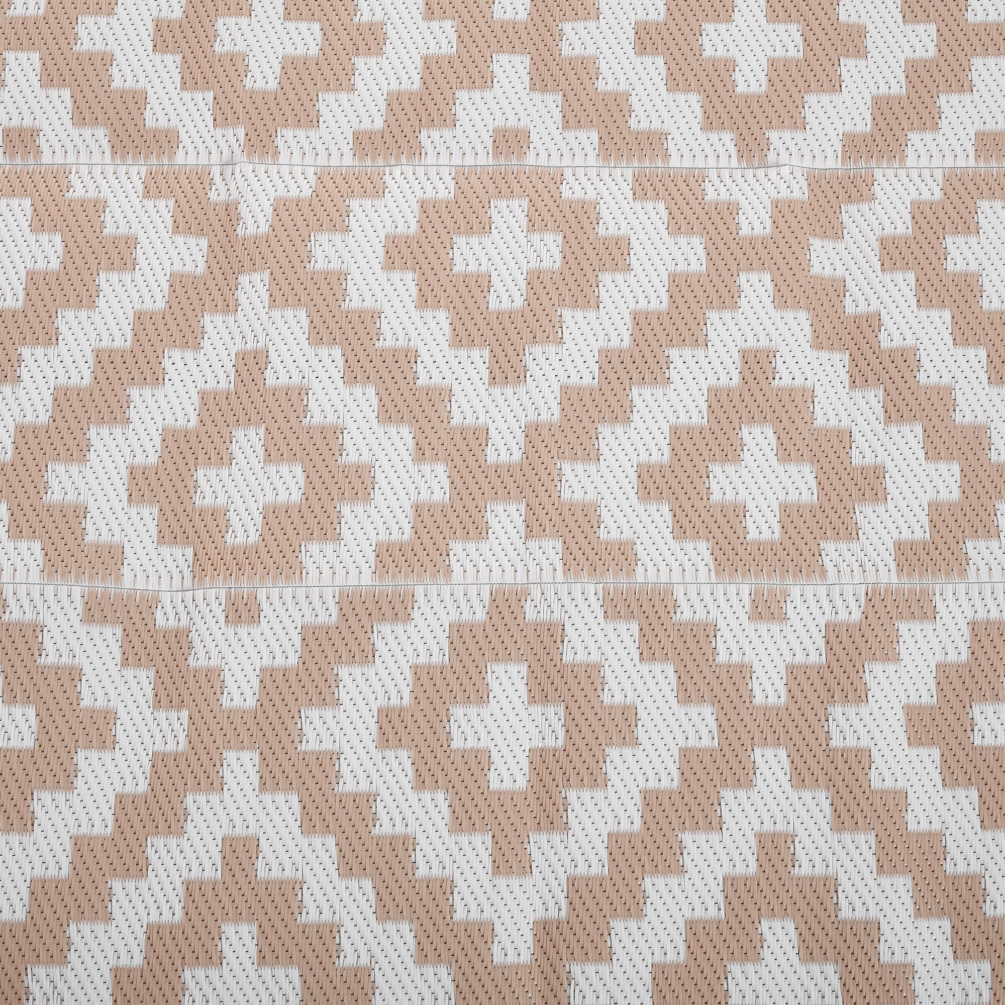 Outdoor Rug 182x274 cm Reversible Rug with Geometric Rhombus Pattern Waterproof for Terrace Balcony Patio Camping Beach Brown and White