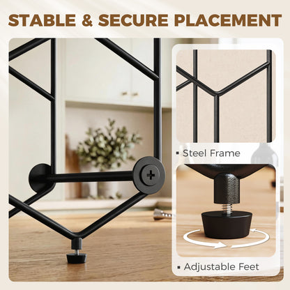 Industrial Honeycomb Wine Rack for 13 Bottles, Metal, Adjustable Feet & Anti-Tip Strap, Black