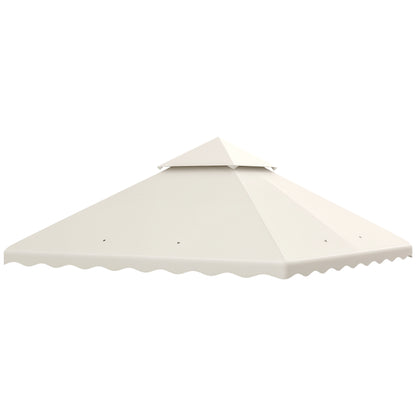 Replacement Canopy Top for Gazebo 3x3m Replacement Cover with Double Roof and 10 Drainage Holes Polyester Fabric for Tent Pavilion Gazebo Cream