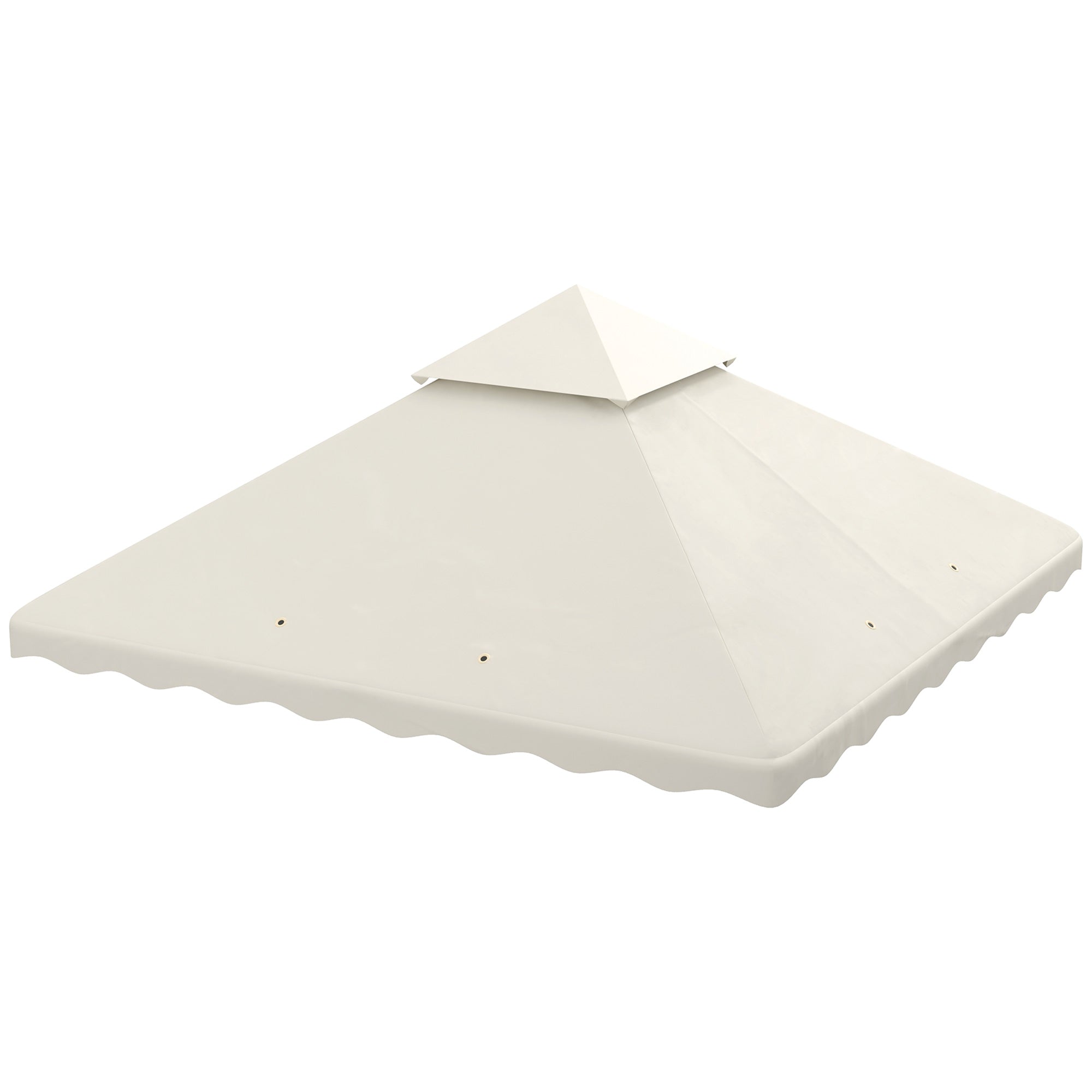 Replacement Canopy Top for Gazebo 3x3m Replacement Cover with Double Roof and 10 Drainage Holes Polyester Fabric for Tent Pavilion Gazebo Cream