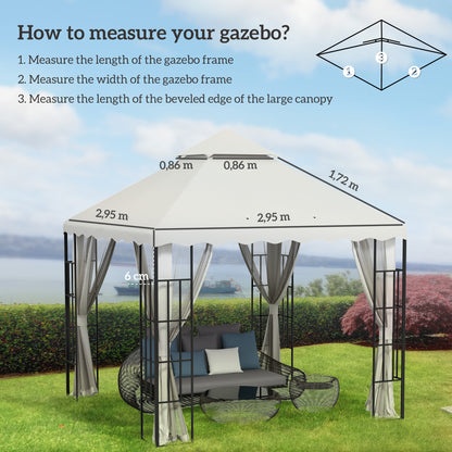 Replacement Canopy Top for Gazebo 3x3m Replacement Cover with Double Roof and 10 Drainage Holes Polyester Fabric for Tent Pavilion Gazebo Cream