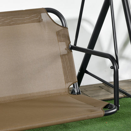 3-Seater Garden Swing with Adjustable Sunshade, Outdoor Swing with Breathable Texteline Seat and Metal Frame, Capacity Up to 240 kg, 172x110x153 cm, Brown and Black