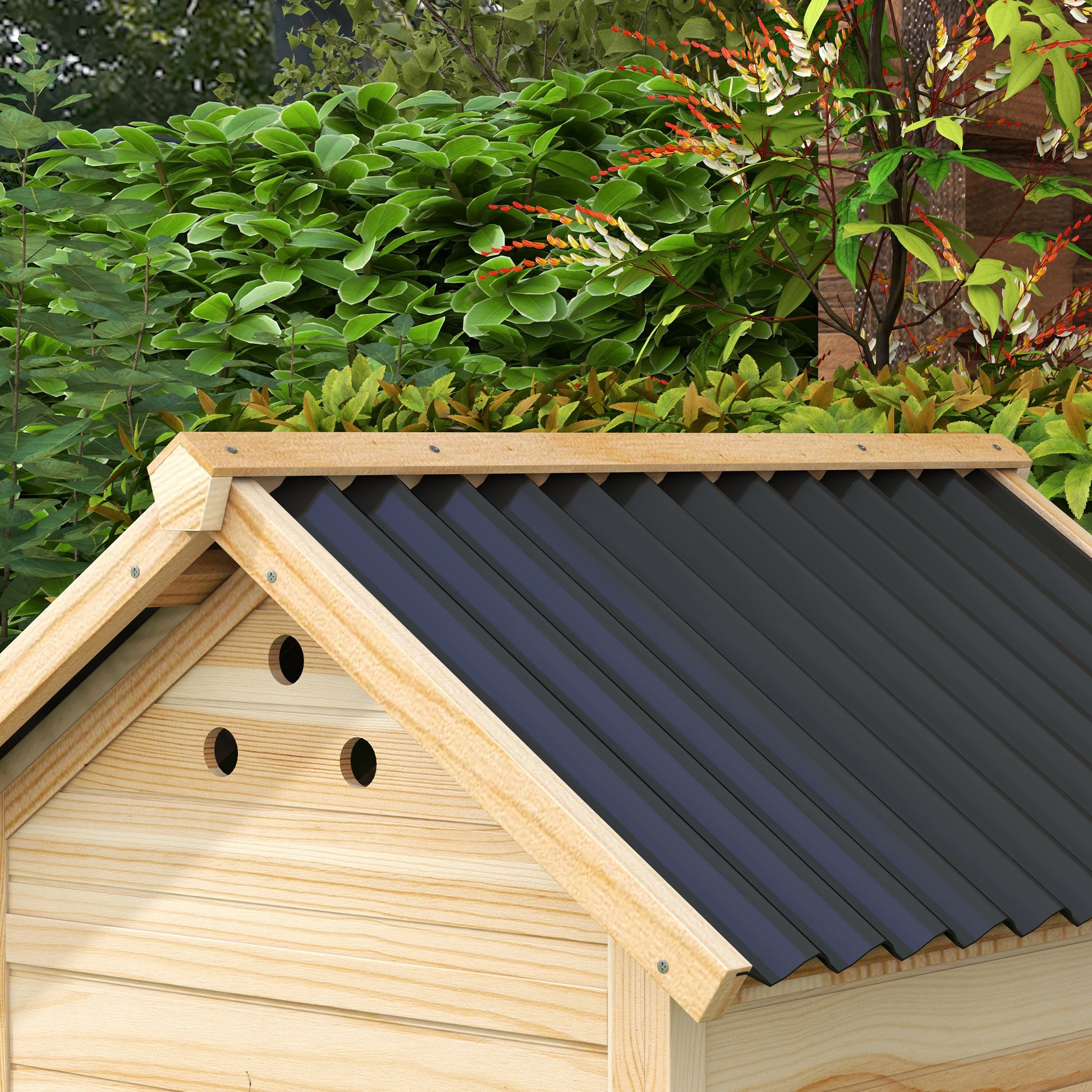 Wooden Duck House Duck Coop with Tilted Roof Poultry Coop with Double Door, Chicken Coop with Removable Floor Goose Coop Chicken Coop Natural 78 x 90 x 92 cm