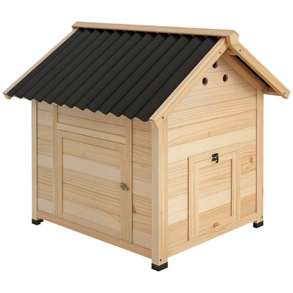 Wooden Duck House Duck Coop with Tilted Roof Poultry Coop with Double Door, Chicken Coop with Removable Floor Goose Coop Chicken Coop Natural 78 x 90 x 92 cm