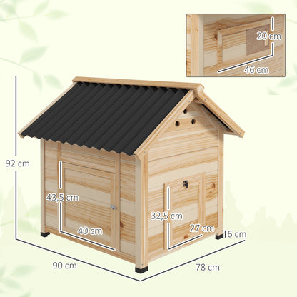 Wooden Duck House Duck Coop with Tilted Roof Poultry Coop with Double Door, Chicken Coop with Removable Floor Goose Coop Chicken Coop Natural 78 x 90 x 92 cm
