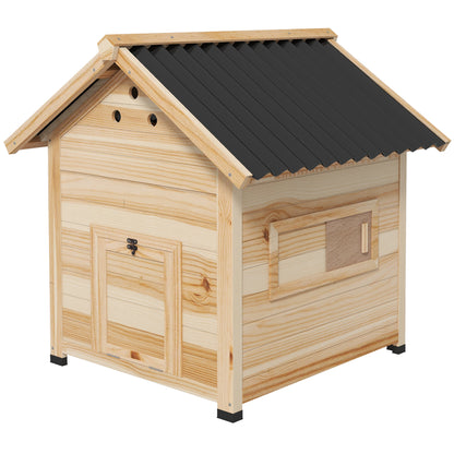 Wooden Duck House Duck Coop with Tilted Roof Poultry Coop with Double Door, Chicken Coop with Removable Floor Goose Coop Chicken Coop Natural 78 x 90 x 92 cm