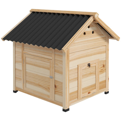 Wooden Duck House Duck Coop with Tilted Roof Poultry Coop with Double Door, Chicken Coop with Removable Floor Goose Coop Chicken Coop Natural 78 x 90 x 92 cm
