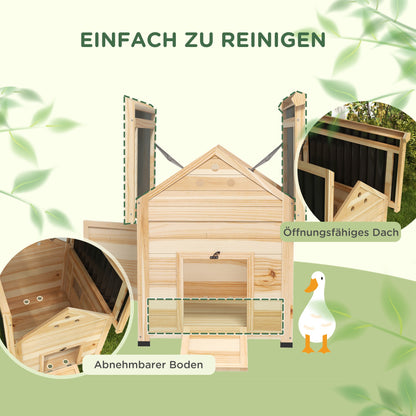 Wooden Duck House Duck Coop with Tilted Roof Poultry Coop with Double Door, Chicken Coop with Removable Floor Goose Coop Chicken Coop Natural 78 x 90 x 92 cm