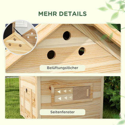 Wooden Duck House Duck Coop with Tilted Roof Poultry Coop with Double Door, Chicken Coop with Removable Floor Goose Coop Chicken Coop Natural 78 x 90 x 92 cm