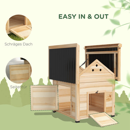 Wooden Duck House Duck Coop with Tilted Roof Poultry Coop with Double Door, Chicken Coop with Removable Floor Goose Coop Chicken Coop Natural 78 x 90 x 92 cm