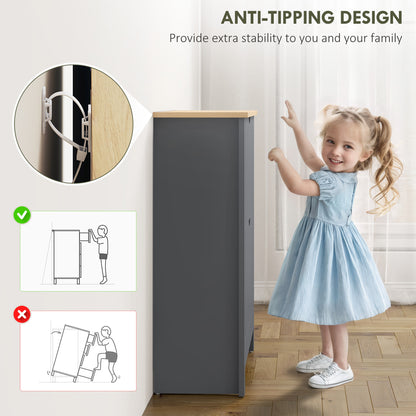 Shoe Cabinet with 2 Tilt-Out Compartments, Narrow Shoe Storage with Adjustable Divider, Holds up to 12 Pairs — 28.3 x 10.2 x 31.5 in (72 x 26 x 80 cm), Dark Gray