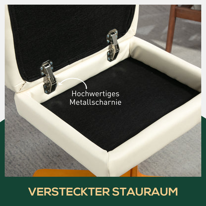 Armchair with Footstool, Storage Space, Padded TV Chair with Reclining Function, 360° Swivel TV Chair for Bedroom, Living Room, Faux Leather, Cream White