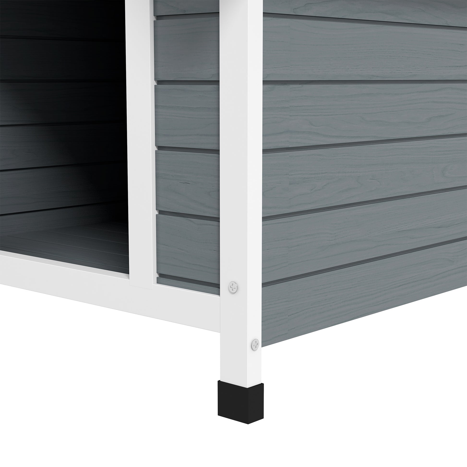Dog House 75x88x82 cm Medium Dog Kennel with Imitation Tile Roof Elevated Base and Removable Floor for Outdoor Gray