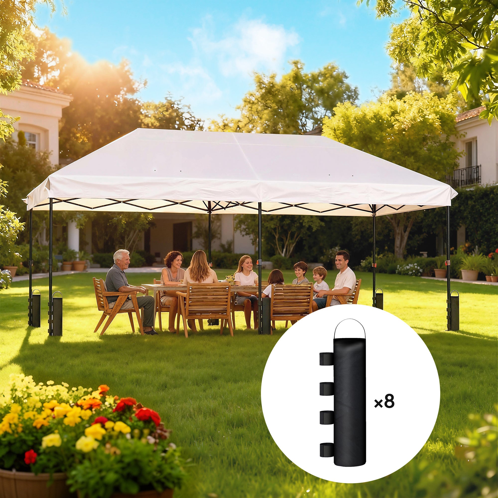 Pack of 8 Canopy Weight Bags – 600D Oxford Fabric Sand Bags for Pavilion/Gazebo, Fillable (Sand Not Included), Black