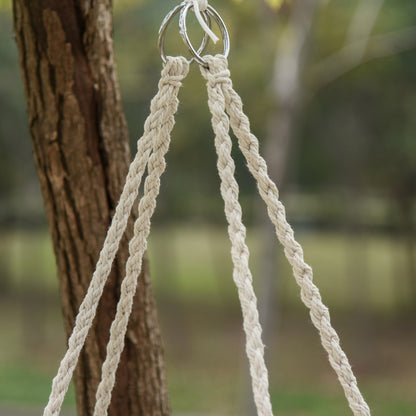 Round Hanging Chair with Ø60 cm Hammock Swing with Cushion and Cotton Rope for Indoor and Outdoor 80x80x42 cm Beige