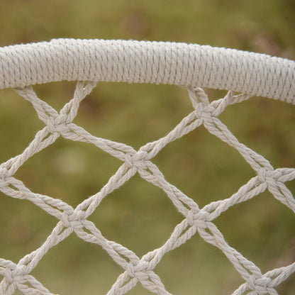 Round Hanging Chair with Ø60 cm Hammock Swing with Cushion and Cotton Rope for Indoor and Outdoor 80x80x42 cm Beige