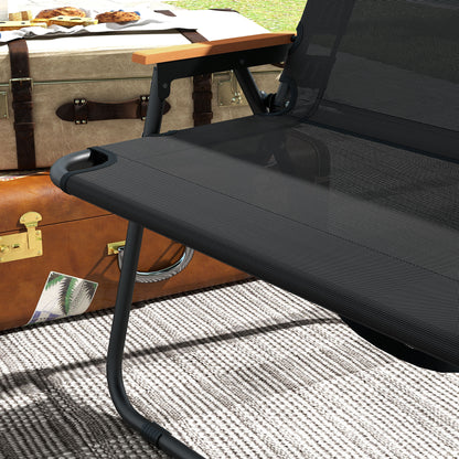 2-Seater Garden Bench, Bench, Foldable Camping Bench, Folding Bench with 220 kg Weight Capacity, for Camping, Patio, Mesh, Black, 108 x 65 x 73 cm