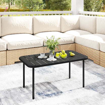 Rectangular Steel Side Table — Weatherproof Outdoor Coffee/Side Table for Balcony, Garden, Patio & Living Room, 90 x 50 x 43 cm (35.4 x 19.7 x 16.9 in), Black