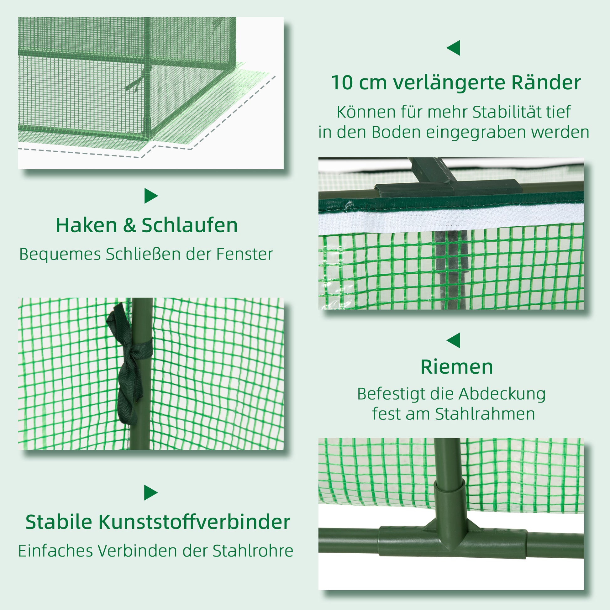 Foil Greenhouse with Window, Green, 180 x 90 x 70 cm