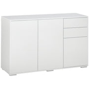 Sideboard Chest of Drawers with 2 Drawers, 3 Doors, Adjustable Shelves, Storage Cabinet Drawer Cabinet for Bedroom, Living Room 117 x 36 x 74 cm White