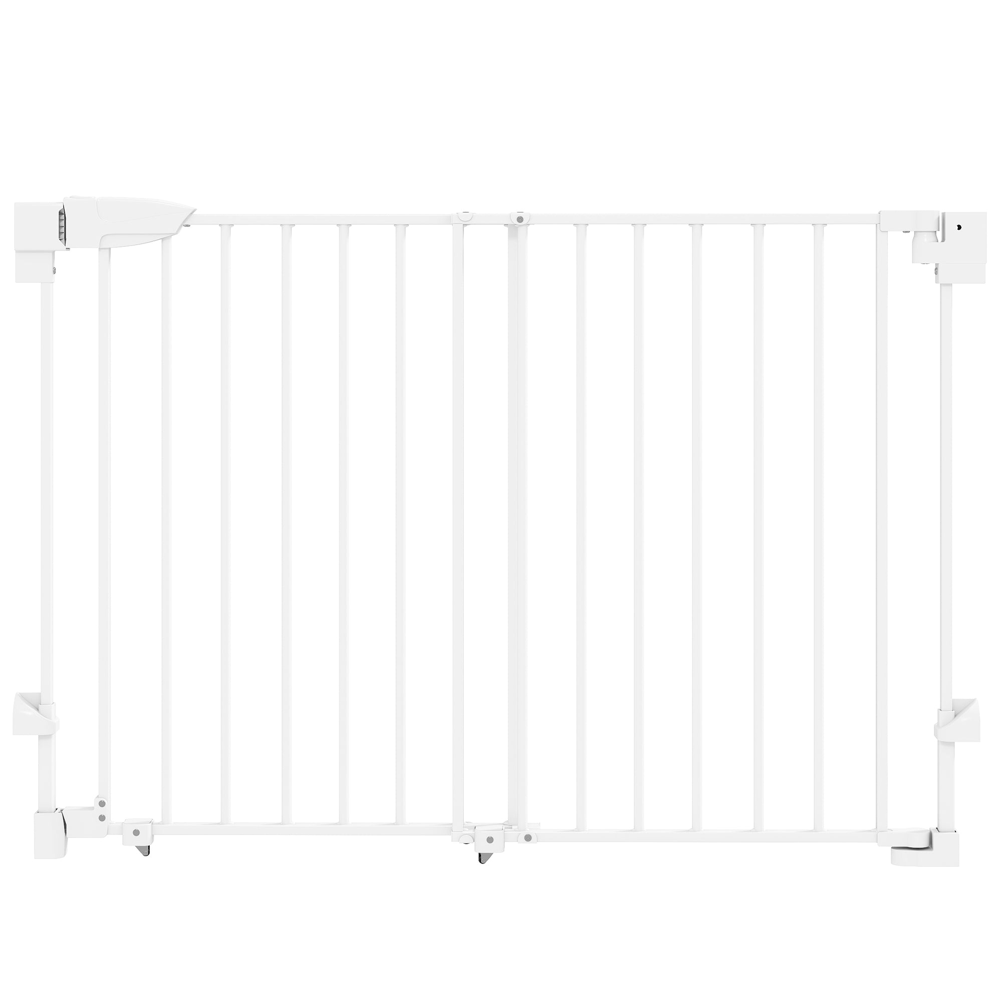 Dog Safety Gate, Adjustable 29.3–43.9 in, Pet Door for Doors & Stairs with Latch, Self-Closing, One-Hand Operation, Wall-Mounted, No-Threshold, White
