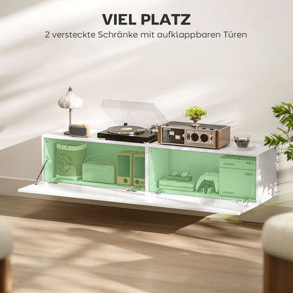 TV cabinet hanging TV board 140 cm for TVs up to 65 inches lowboard TV table with storage TV cabinet for living room high gloss white