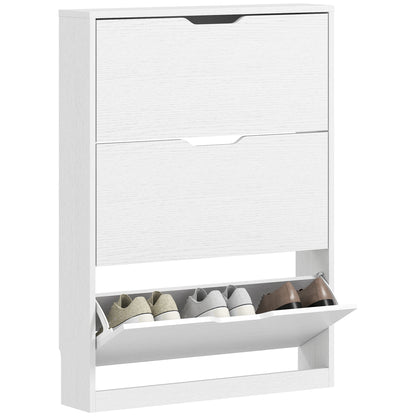 Shoe Cabinet with 3 Flaps, Shoe Rack, Shoe Cupboard for 9-12 Pairs of Shoes 80 x 17 x 108 cm, White