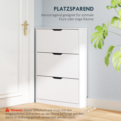 Shoe Cabinet with 3 Flaps, Shoe Rack, Shoe Cupboard for 9-12 Pairs of Shoes 80 x 17 x 108 cm, White