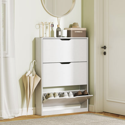 Shoe Cabinet with 3 Flaps, Shoe Rack, Shoe Cupboard for 9-12 Pairs of Shoes 80 x 17 x 108 cm, White