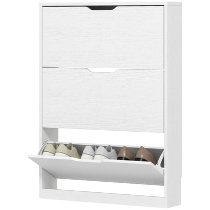 Shoe Cabinet with 3 Flaps, Shoe Rack, Shoe Cupboard for 9-12 Pairs of Shoes 80 x 17 x 108 cm, White
