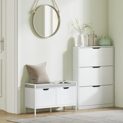 Shoe Cabinet with 3 Flaps, Shoe Rack, Shoe Cupboard for 9-12 Pairs of Shoes 80 x 17 x 108 cm, White