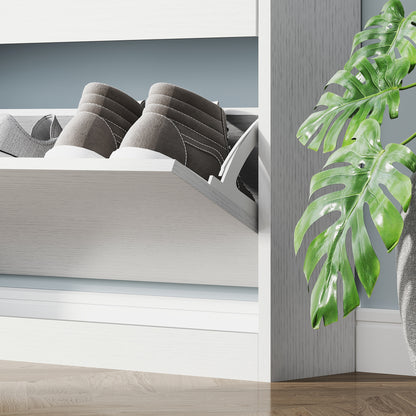 Shoe Cabinet with 3 Flaps, Shoe Rack, Shoe Cupboard for 9-12 Pairs of Shoes 80 x 17 x 108 cm, White