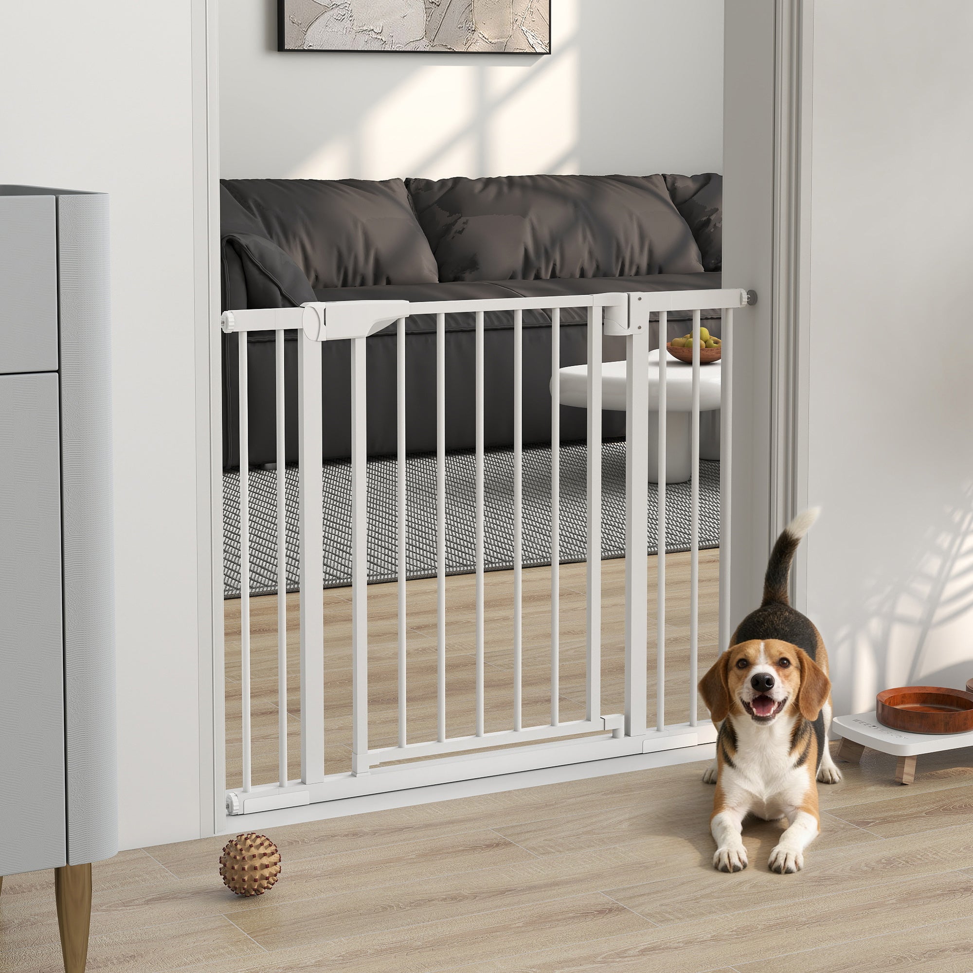 Expandable Safety Gate for Babies & Dogs — Fits 96–103 cm (38–41") Openings, 76 cm (30") High — Auto-Close, Bidirectional, No-Drill Pressure Mount, White