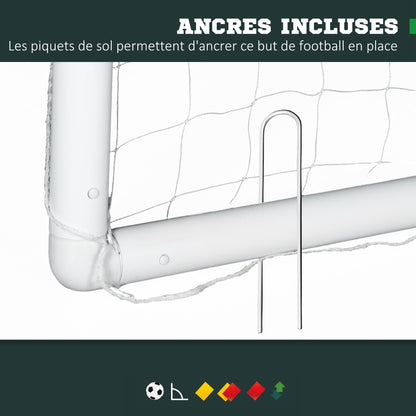 SPORTNOW PVC Soccer Goal Training Goal Football Net - ground stakes included - dim. 180L x 92W x 124H cm white