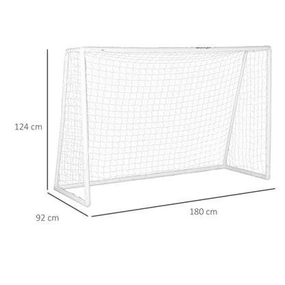 SPORTNOW PVC Soccer Goal Training Goal Football Net - ground stakes included - dim. 180L x 92W x 124H cm white